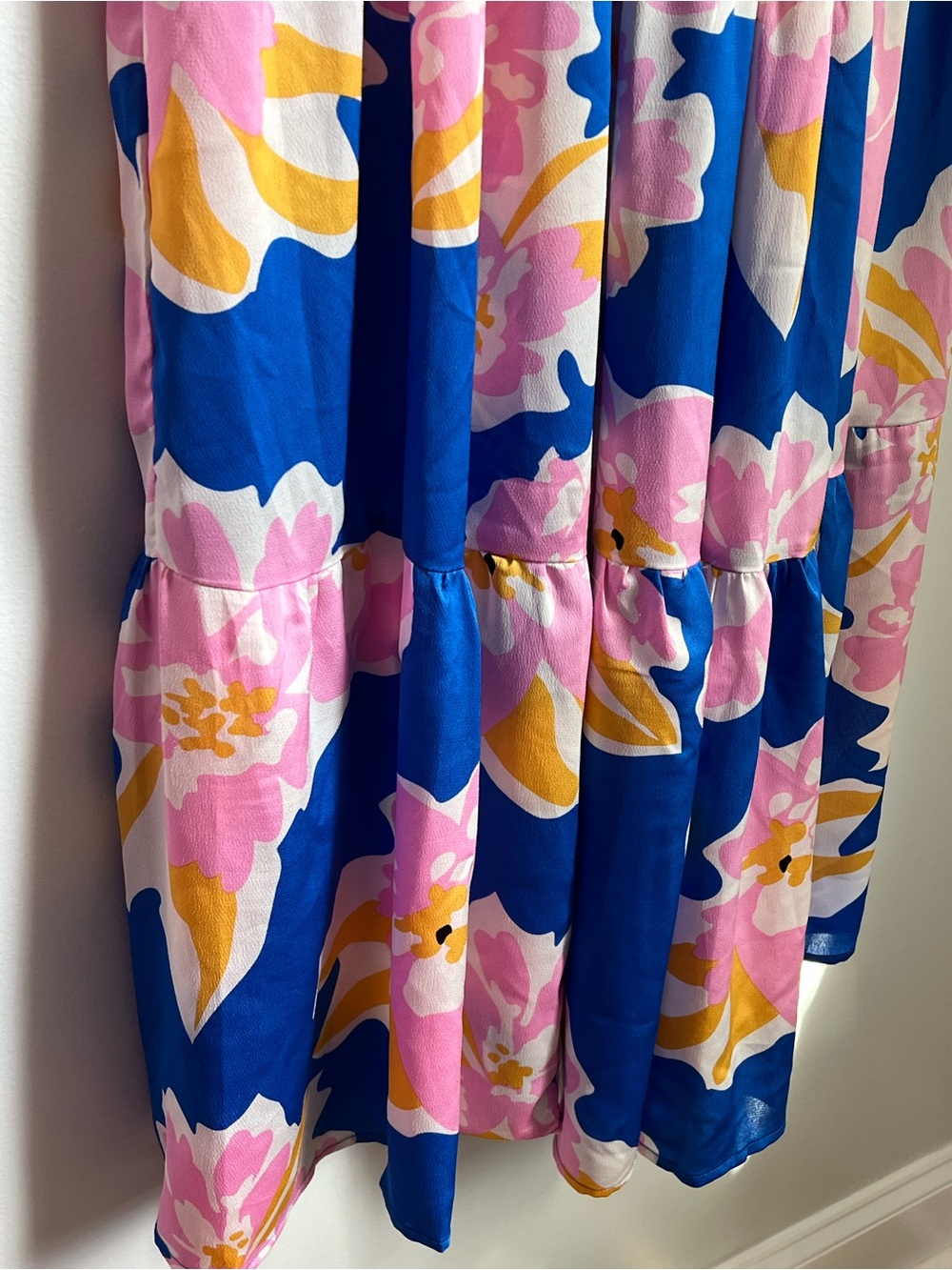 Umgee | Blue Flowy Lightweight Dress with Large Pink and Yellow Print Size S - Picture 7 of 17